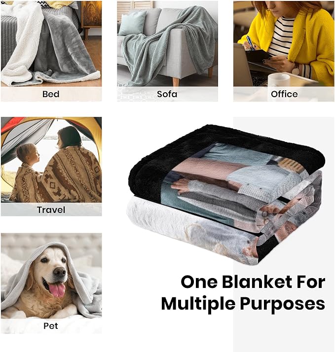Best Mom Ever Custom Blankets Personalized Blanket with Photo Text | Customized Picture Throw Blanket for Family Mom Dad Sister Grandma Wife on Mother's Day, Christmas, Birthday, Anniversary