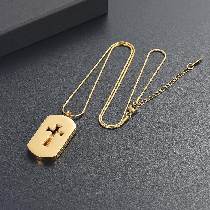 Cross Essential Oil Diffuser Necklace Aromatherapy Pendant Locket Jewelry Stainless Steel Perfume Necklace| 22 Adjustable Chain| 12 Refill Pads| Gift Box