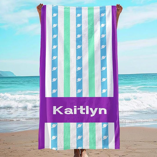 JML Custom Beach Towel with Name, Personalized Microfiber Beach Towel with Name, Large, Soft, Quick Dry & Absorbent for Swim, Pool,Adult,Summer Holiday,Vacation,Travel,Gift for Anniversary, Birthday