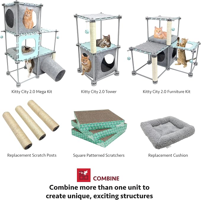 Kitty City Cat Furniture Accessories Cat Scratching Post Replacement and Only Compatible with Kitty City Playsets (Pack of 2)