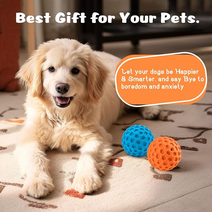 HIPPIH Indestructible Squeaky Dog Toys, Interactive Dog Balls 2 Pack
