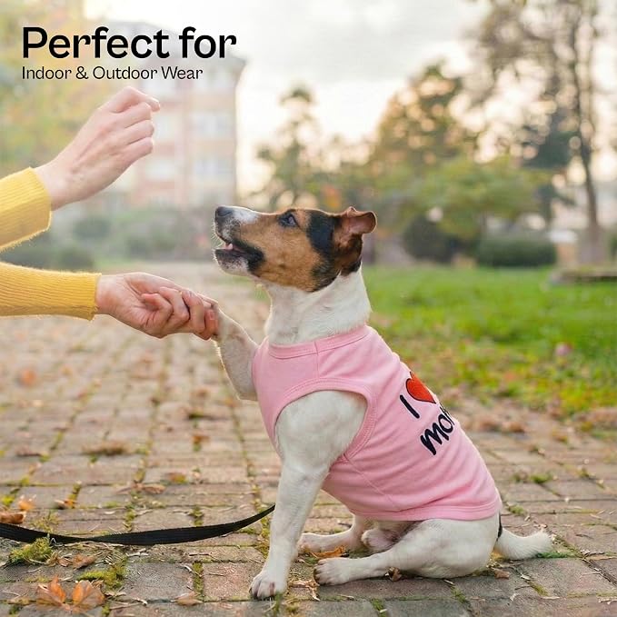 Parisian Pet I Love My Mommy Dog Shirt 100% Cotton Shirts for Large Dogs - Pink Sleeveless Girl Pet Clothes - Lightweight Pet Tshirts - Breathable Puppy Clothes - Stretchy Dog Summer Shirt