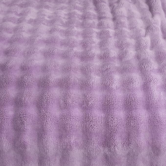 YUSOKI 3D Fleece Bubble Queen Size Blanket, Lilac Purple, 90"x90" | Ultra Soft, Non-Shedding, Lightweight for All Season Use, stays fluffy after repeated washes, Perfect Gifts, Machine Washable