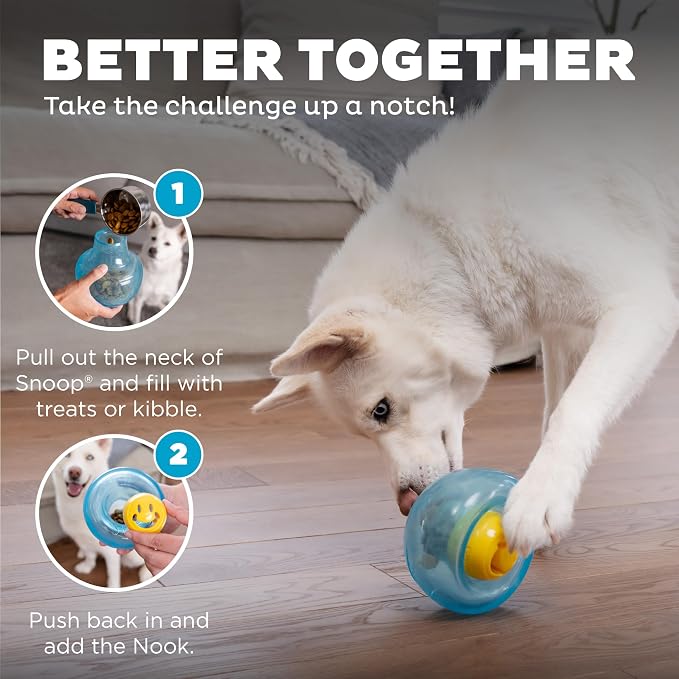 Outward Hound Nooks Happiness Interactive Durable Treat-Dispensing Dog Toy, Stuffable Puzzle Ball for Solo Play or Pair with Large Snoop, Mint-Scented, No BPA