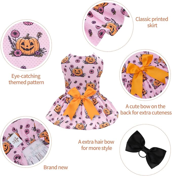CuteBone Dog Mesh Dress Halloween Puppy Sundress Pet Outfit Summer Fashion for Small Dogs Girl Cat Clothes