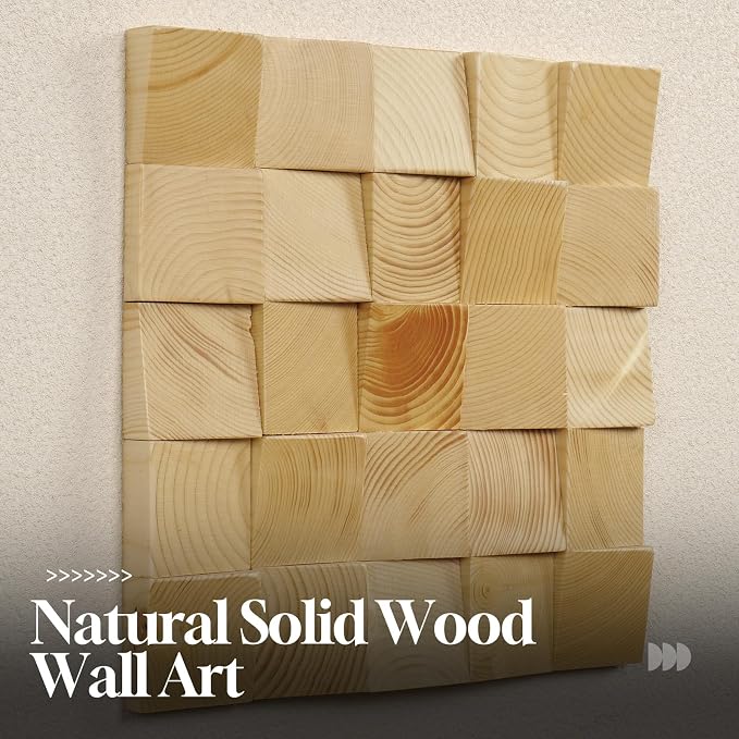 Cuspin Large 3D Wood Green Wall Art for Living Room, Modern Minimalist Sage Green Textured Wall Decor, Abstract Geometric Natural Wooden Block Artwork for Bedroom Dining Room Hallway Home Office