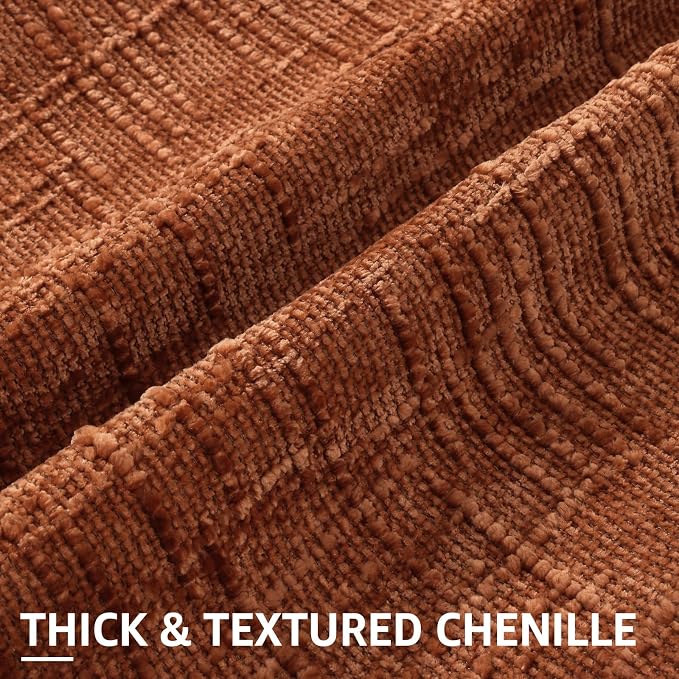 decorUhome Textured Chenille Throw Pillow Covers 16x16 Set of 2 Rust | Fall Modern Farmhouse Soft Cozy Slubby Couch Pillow Cases Boho Decorative Pillow Cases for Bed Sofa Living Room Home Decor