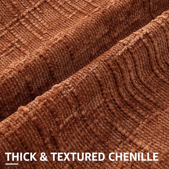 decorUhome Textured Chenille Throw Pillow Covers 24x24 Set of 2 Rust | Fall Modern Farmhouse Soft Cozy Slubby Couch Pillow Cases Boho Decorative Pillow Cases for Bed Sofa Living Room Home Decor