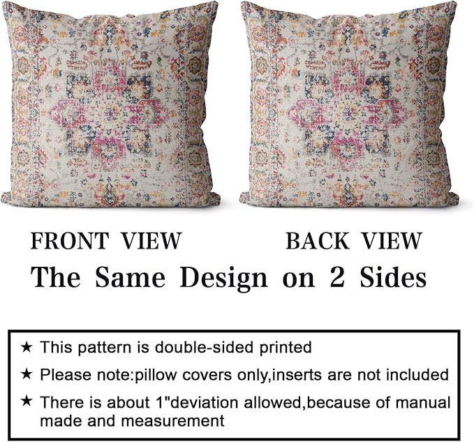 Snycler Boho Throw Pillow Covers 26x26 inch Set of 2 Burnt Yellow Terracotta Rust Colored Throw Pillows Double Sided Boho Home Soft Decor for Bedroom Living Room Couch & Sofa (No Inserts)