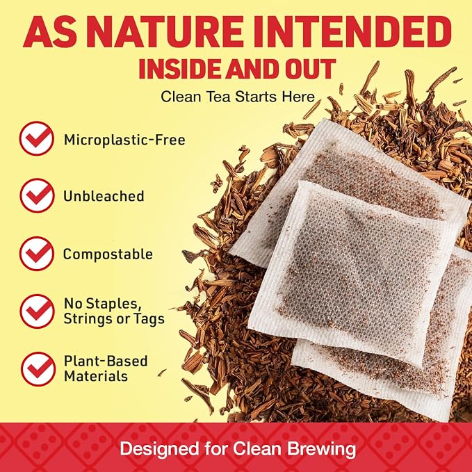 Caffeine Free Red Rooibos Tea Bags 40 - Naturally Sweet Herbal Tea Safe for Children and Pregnant Women - Low Tannin, Premium Organic Rooibos Tea Sustainably and Ethically Farmed in South Africa
