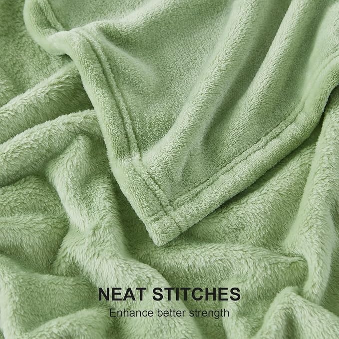 Hansleep Queen Sage Green Fleece Blanket, Soft Flannel Bed Blanket | Fuzzy Cozy Blanket 90x90 Inches, Multi-use for Bed, Sofa, Couch, Travel, Camping, All Season Warm Lightweight Cover
