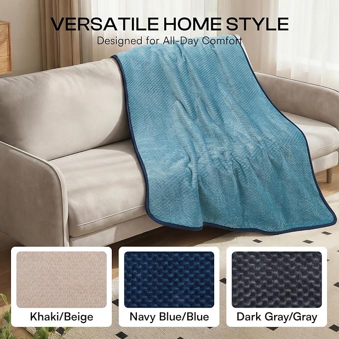 Luciphia Waterproof Blanket for Dog, Washable Reversible Fleece Pet Throw | Durable protector for bed, couch, crate, and furniture; leakproof and calming for dogs, cats, puppies Blue S(40''x28'')