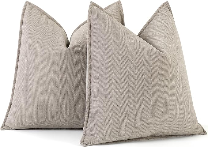 Gray Pillow Covers 18x18 Set of 2 Chenille Pillow Covers with Elegant Design Soft and Luxurious Decorative Throw Pillows for Couch, Bed, and Home Decor