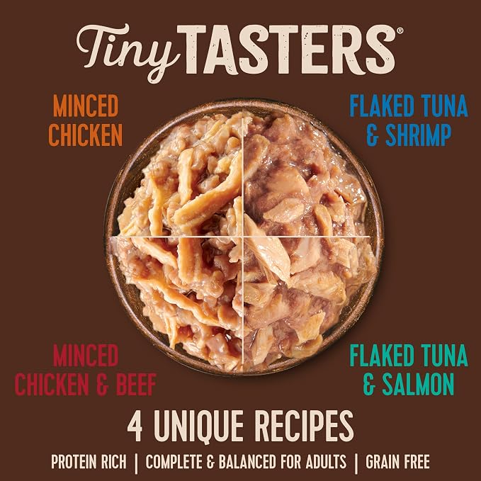 Wellness CORE Tiny Tasters All Forms Variety Pack Adult Wet Cat Food, Natural, Protein Rich, Grain Free, Poultry and Seafood Recipes, 1.75 oz, Pack of 12 Pouches
