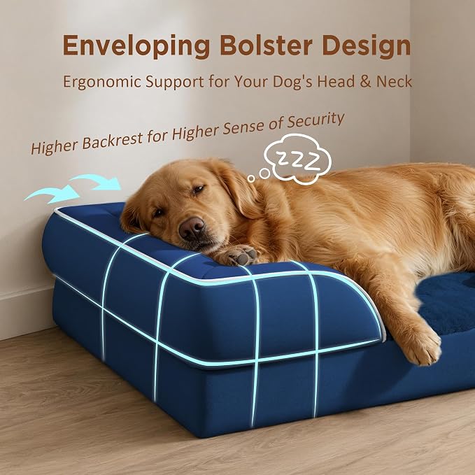 Comfort Expression Waterproof Orthopedic Dog Bed for Medium Size Dog | Supportive Egg Crate Foam Medium Pet Bed with Removable Bolsters, Dog Couch with Washable Cover & Non-Slip Bottom, 30x20 Inch