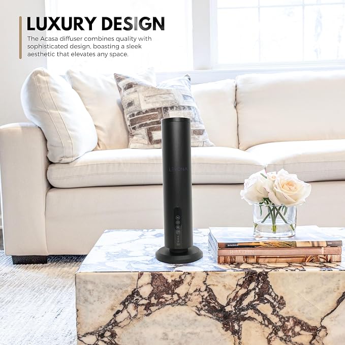 Levona Scent Essential Oil Diffuser - Cold Air Diffuser, Waterless Plug-in Aroma with Night Light, App Controlled - for Home, Office & Hotel - Covers 1000 sq ft - Acasa 1000, Black (Oil Not Included)