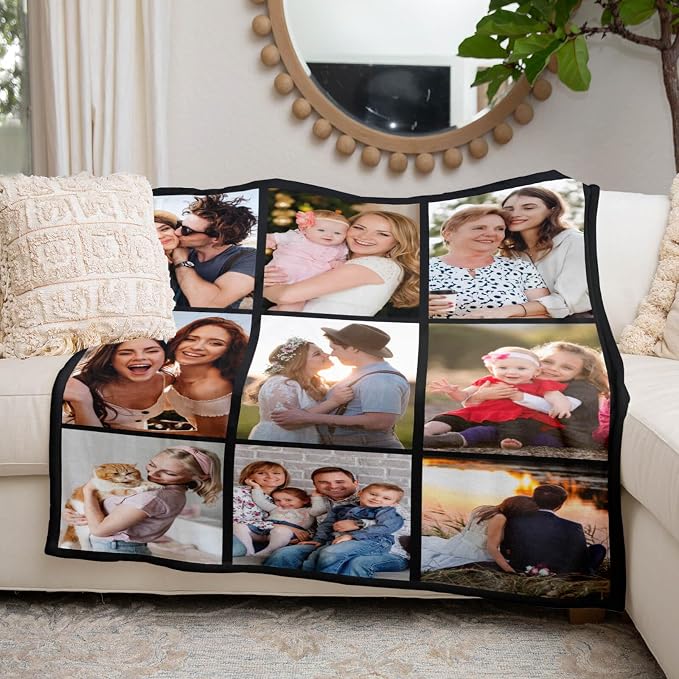 inkArts Custom Blanket with Photo, Personalized Blanket, Customized Photo Blankets, Customizable Picture Blankets, Anniversary Photo Gifts for Women Men Her Him Girlfriend Boyfriend Wife Husband