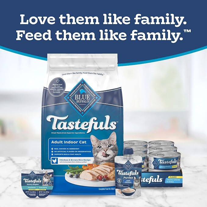 Blue Buffalo Tastefuls Chicken Flaked Wet Cat Food, 3 oz, 4 ct | Real Chicken First, Entrée in Gravy, No Chicken By-Product, Corn, Wheat, or Soy