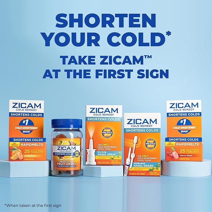 Zicam Zinc Cold Remedy RapidMelts,Citrus Flavor, Homeopathic, Pre-Cold Medicine, Shortens Cold Duration, 25 Count