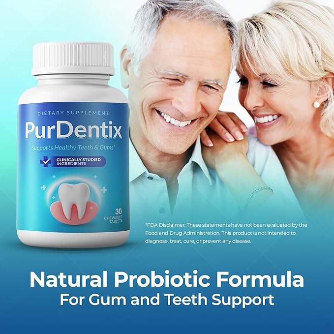 PurDentix Oral Health Probiotic – 4-Strain Formula for Healthy Gums, Teeth & Fresh Breath – 180 Chewable Tablets