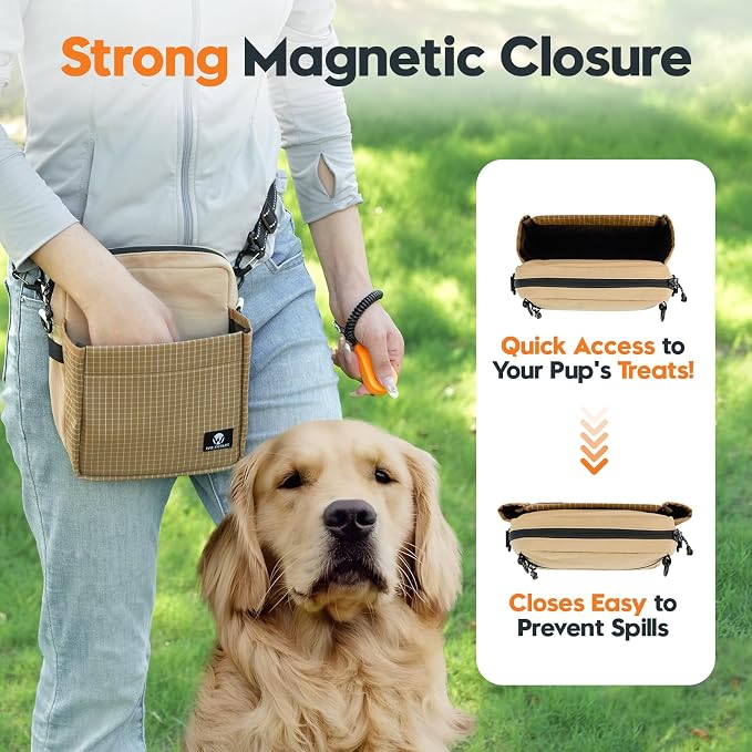 Dog Treat Pouch for Training, Magnetic Dog Walking Bag and Fanny Pack