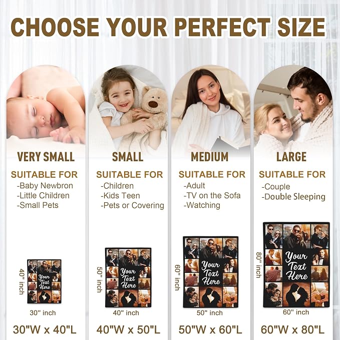 Yofair Ships Next Day, Custom Blanket with Picture Wedding Anniversary Valentines Day Gifts for Him Her Personalized Photo Blankets I Love You Couple Gift for Women Boyfriend Girlfriend Wife Husband