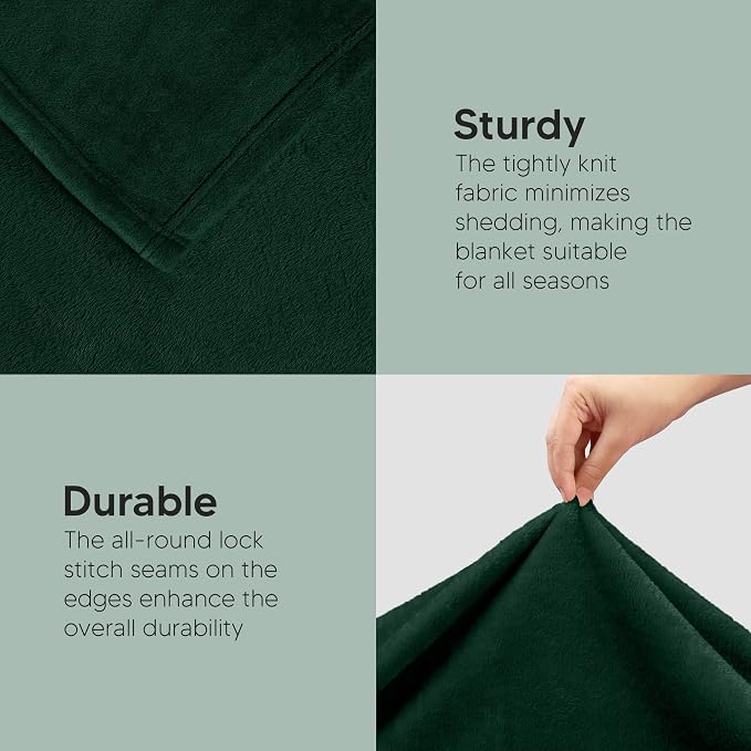 Utopia Bedding Soft Fleece Bed Blanket Twin Size Forest Green (60x80 Inch) | Microfiber Plush Warm Lightweight Breathable Cozy Blanket Anti-Static, All Season Use, Gift for Women and Men