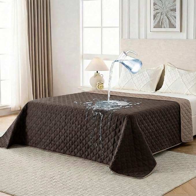 FunFurry Waterproof Dog Blanket, Couch Cover for Dogs Washable, Reversible Dog Bed Cover, Couch Furniture Protector. (Dark＆Light Brown, 82 X 120 Inch - 1 Pack)