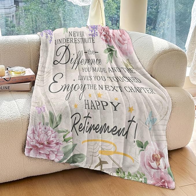 Retirement Gift for Woman, Retirement Blanket for Women/Men 2026, 80"x60" | Happy Retired Gifts Retirement Party Decorations, Funny Farewell Gifts for Coworker, Retirement Throw for Teacher, Nurse, Mom