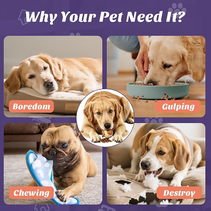 Interactive Dog Treat Dispenser Ball - Durable Puppy Puzzle Toy for IQ Training & Mental Stimulation - Rubber Slow Feeder Chew Toy for Boredom Relief & Healthy Digestion
