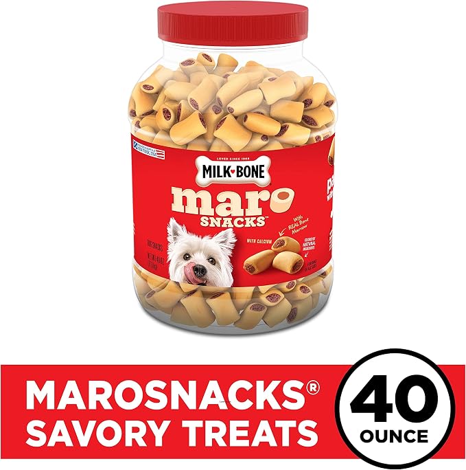 Milk-Bone MaroSnacks Small Dog Treats with Bone Marrow, 40 Ounce Container (Pack of 6)