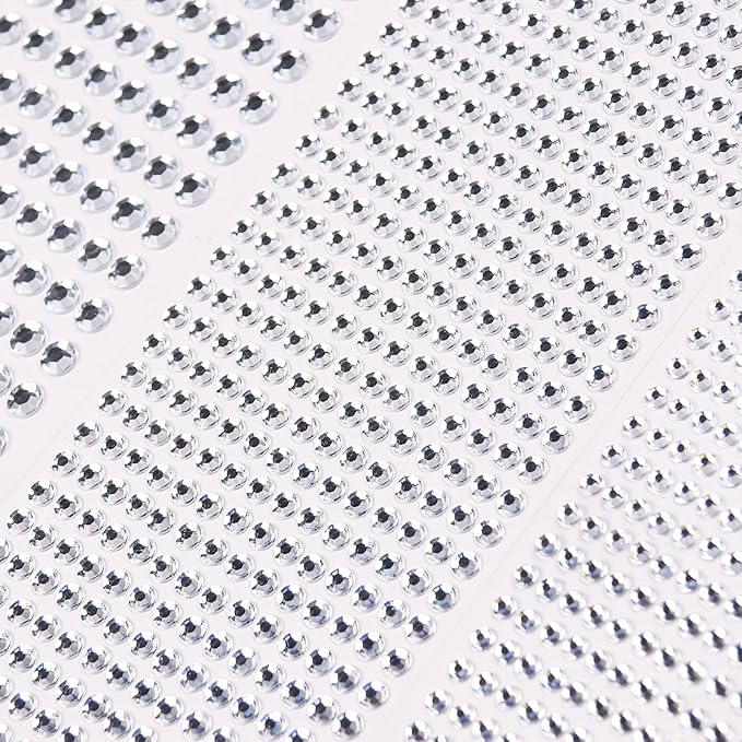 3555pcs Self Adhesive Face Gems for Makeup, Festival Jewels, Hair Gems, Rhinestone Stickers for Face, Eye, Makeup, Nail, Body, Crafts 5sheets (white-3/4/5/6/8mm)