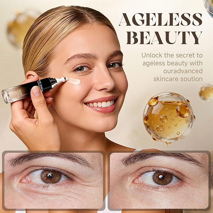 Eye Cream with 360° Roller, Anti Aging Treatment for Wrinkles & Fine Lines, Caffeine Under Eye Serum for Dark Circles & Puffiness, Retinol Peptides, 0.5 fl oz