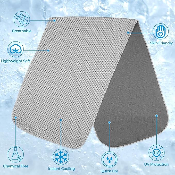 4 Pack Cooling Towels (40"x12"), Cooling Towels for Neck and Face, Gym Towel for Working Out, Soft Breathable Microfiber Ice Towel for Yoga Sport Running (Black/Black/Dark Gray/Dark Gray)