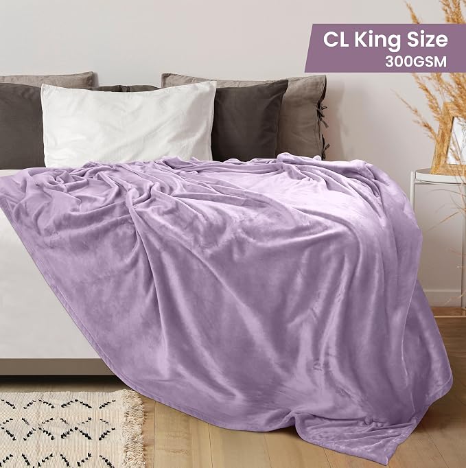 Utopia Bedding Fleece Bed Blanket California King Size Lilac (102x96 Inch) | Microfiber Plush Warm Lightweight Breathable Cozy Blanket Anti-Static, All Season Use, Gift for Women and Men