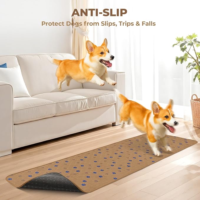 Fostanfly Washable Dog Pee Pads, 1 Pack 24''x96''(2x8ft) Runner Rug, Brown | Reusable Potty Training Pads for Dogs, Waterproof, for Playpen, Crates & Furniture