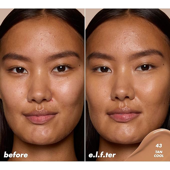 e.l.f. Soft Glam Satin Concealer, Medium Coverage For Blemishes & Under-Eye, Crease-Resistant, Long Lasting, Vegan & Cruelty-Free, 43 Tan Cool