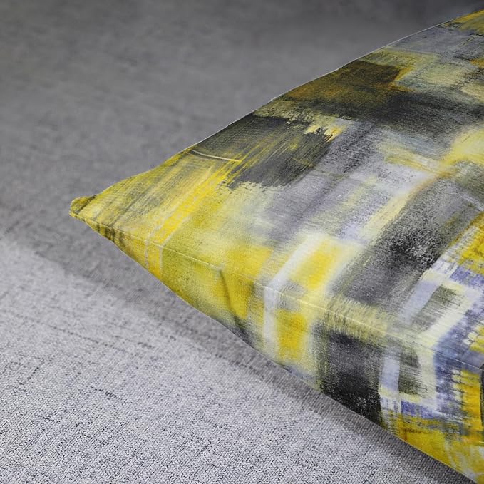 Emvency Throw Pillow Covers Set of 2, 26 x 26 Inch, Abstract Modern Yellow | Painting Black Outdoor Decorative Square Pillow Cases Couch Cushion Case for Couch Bed Sofa Living Room Home Decor