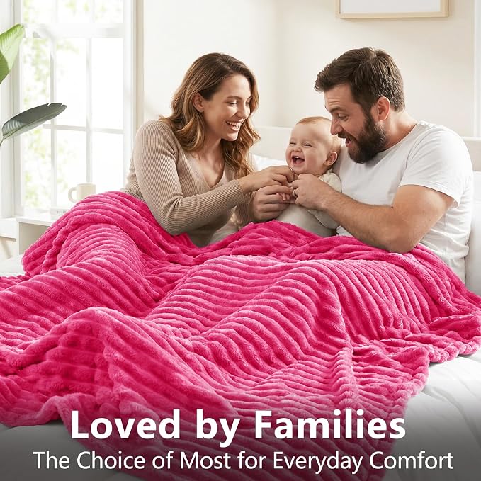 HIMEET Hot Pink Throw Blanket for Couch, 300GSM Ribbed Fleece, 50 x 60 in | Ultra Soft Flannel, All-Season Lightweight Warmth, Home Room Decor & Dorm Essential, Gift for Men & Women, Machine Washable