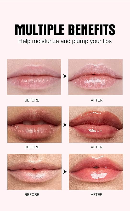 Plumping Lip Oil With Chili Extract - Fuller Lips Instantly! Ultra-Hydrating & Nourishing, Glossy Finish Lip Glow Oil, Lip Plumping Booster Plump, Smooth, and Define Your Lips Naturally (02 Baby Pink)