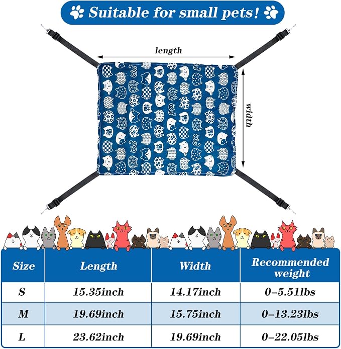 Jetec 2 Pack Cat Hammock for Cage, Cat and Plaid, L | Catio Accessories, Reversible Soft Cats Bed, Adjustable Straps and Hooks, Double-sided Linen, Fleece Hanging Hammock for Cats