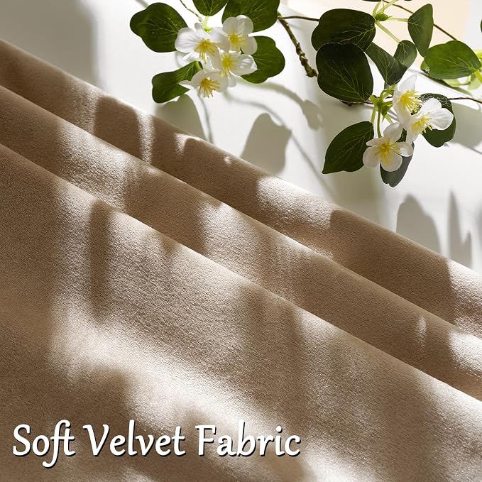 GIGIZAZA Taupe Velvet Pillow Covers 22x22 Decorative Pillows Pack of 2 | Natural Throw Pillows for Couch Sofa,280gsm Soft Textured Fabric,Luxury Modern Square Pillowcases,Luxury Cushion Covers