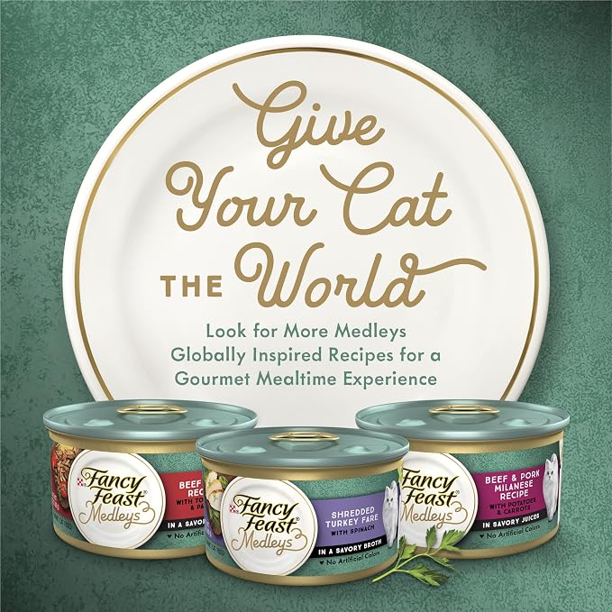 Purina Fancy Feast Wet Cat Food Medleys Wild Salmon Primavera With Tomatoes Carrots and Spinach in Silky Broth - (Pack of 24) 3 oz. Cans