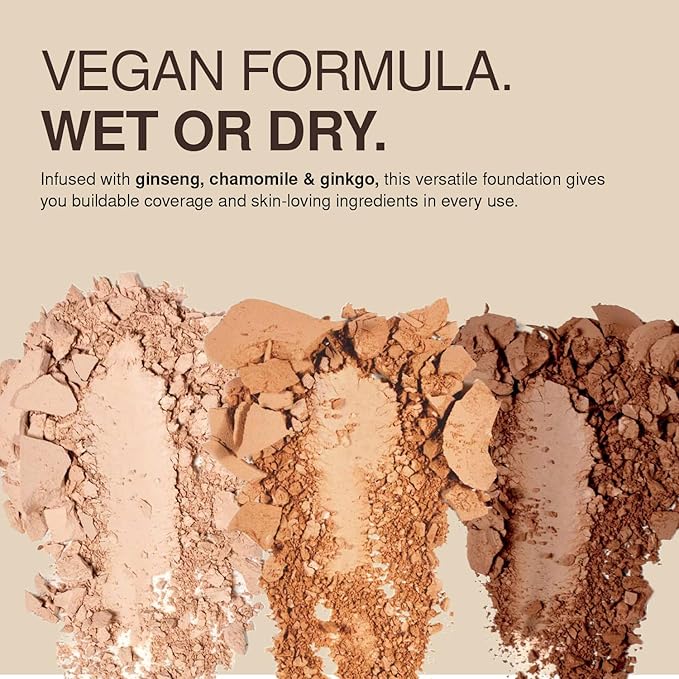 Palladio Dual Wet and Dry Foundation with sponge and Mirror, Squalane Infused, Apply Wet for Maximum Coverage or Dry for Light Finishing and Touchup, Minimizes Fine Line, All day Wear, Cypress Beige