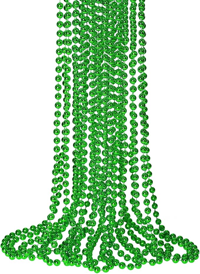 SHAOQINLIN 12 PCS St. Patricks Day Bead Necklace, 33" Green Mardi Gras Beads Christmas Necklaces Irish Saint Patrick's Necklaces for St. Patricks Day Mardi Gras Parade Throws Birthday Party Favors