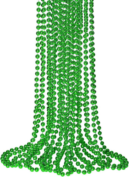 SHAOQINLIN 12 PCS St. Patricks Day Bead Necklace, 33" Green Mardi Gras Beads Christmas Necklaces Irish Saint Patrick's Necklaces for St. Patricks Day Mardi Gras Parade Throws Birthday Party Favors