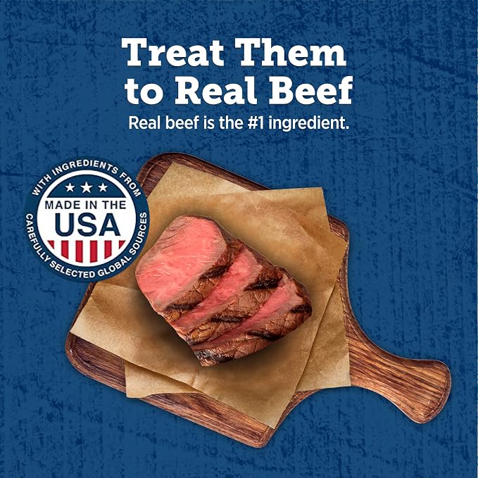Blue Buffalo True Chews Premium Grillers Steak Dog Treats, 10 oz | Real Beef First, Tender & Tasty, Made in the USA, No Artificial Preservatives