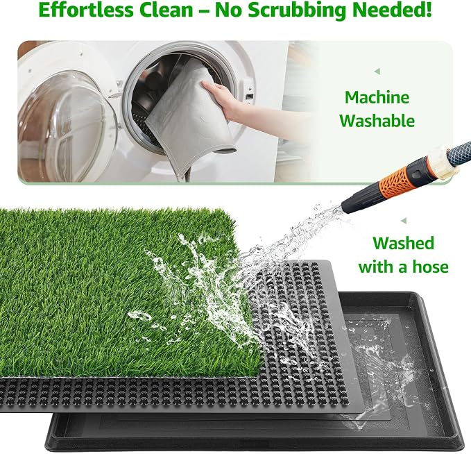 Portable Dog Grass Pad with Tray 20"x30", for Indoor Outdoor Potty Training | Dog Litter Box, Easy to Clean, Pet Loo, Artificial Grass Patch, Washable Pee Pad, Ideal for Patio Balcony Apartment