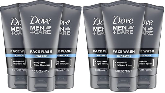 DOVE MEN + CARE Face Wash Hydrate Plus Skin Care,5 Oz,(Pack of 6)