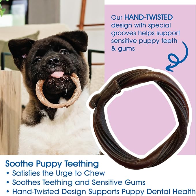N-Bone Puppy Teething Rings, Taste of Texas Burnt Ends Flavor, Natural Puppy Teething Chews, Helps Soothe Teething Gums, Calcium Enriched Chew Treats, 3 Rings